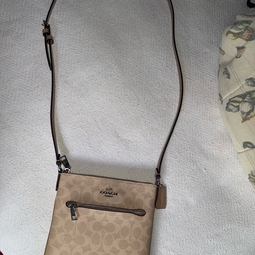 Coach Rowan File Bag in Signature Canvas Sand/Taupe with Silver Hardware - Picture 5 of 7